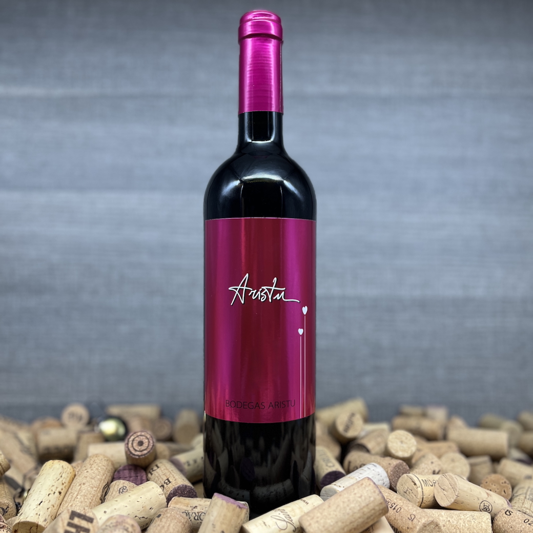 Aristu Tinto, Bodegas Aristu, Garnacha Tempranillo lieblich, Wein mit Herz, Wein Etikette Pink
